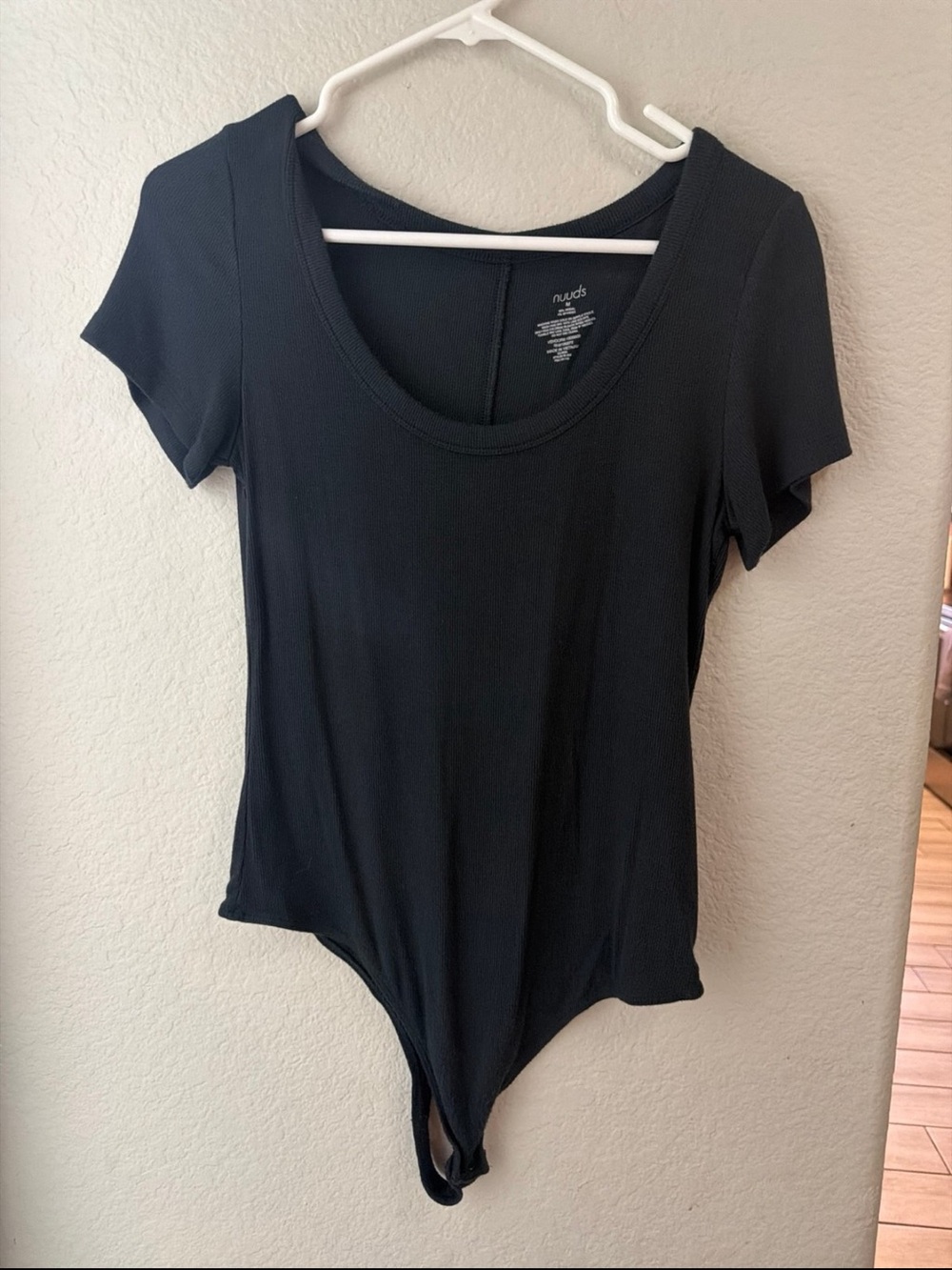 nuuds Black Scoop Neck Short Sleeve Bodysuit